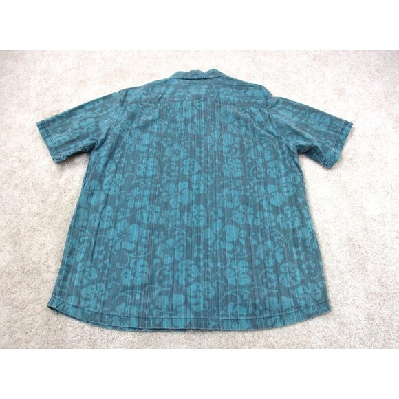 Columbia Shirt Men Large Blue Floral All Over Print Hawaiian Cotton Button Up - Picture 7 of 11